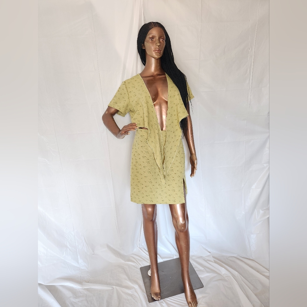 Olive Floral Tie-Front Cutout Open Back Mini Dress - Picture 11 of 15